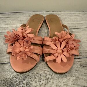 Floral Barbiecore/ Barbie  Pink Women's slide Sandals/size 6